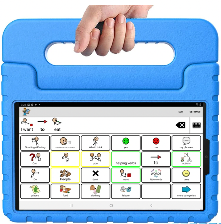 BULK PRICING: 20 (twenty) speech tablets including a 8.7″ Samsung (Android) tablet, TalkTablet PRO AAC/Speech app (Pre-Installed!) and BLUE Carrying Case