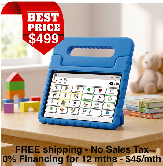 1. Budget friendly Samsung-based AAC speech tablet - Includes Samsung 8.7" tablet for non-verbal individuals (Autism, ASD etc) - Includes PRE-INSTALLED copy of TalkTablet PRO speech app + Case with screen protector