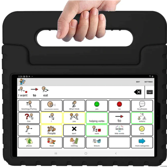 BULK PRICING: 20 (twenty) speech tablets including a 8.7″ Samsung (Android) tablet, TalkTablet PRO AAC/Speech app (Pre-Installed!) and BLACK Carrying Case