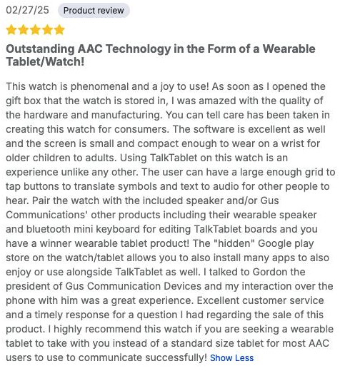SpeechWatch - America's First Wearable AAC device for speech - NEW for 2025!  ON SALE!!