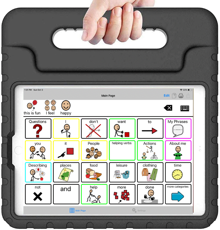 Speech Tablet with a 10.2″ Apple tablet, TalkTablet PRO Speech app, and Carrying Case - BUY NOW!